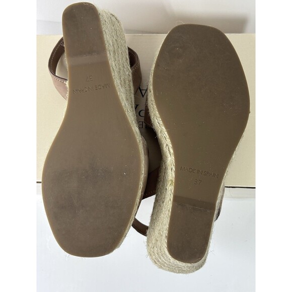 The Spanish Sandal Co Leather Espadrille Peep Toe Wedge Sandals Size 37 US 6.5-7 - Picture 8 of 9